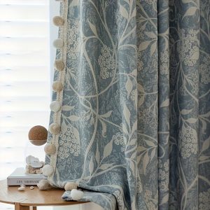 2pcs French Romantic Chenille Jacquard Flowers High Temperature Fixed Blackout Curtains for Living Room Bedroom Door Window Multi Functional Hook Northern Europe Curtain Bedroom Living Room Home Decor Fabric Partition Drapes