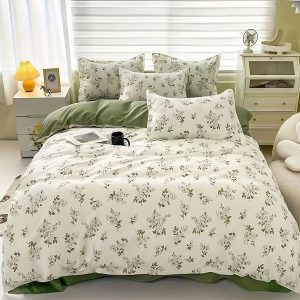 3-Piece Floral Polyester Quilt Cover Set - All-Season Woven Bedding