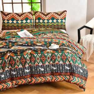 3pcs Set Geometric Vintage Pattern Springu002FSummer New Duvet Cover Set Comfortable Cool Fade-Resistant 1 Duvet Cover 2 Pillowcases No Filling 100% Ultra-Light Fiber Machine Washable Zipper Closure Double Single Large Extra Large Unisex All Seasons