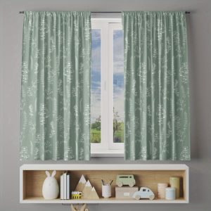 2pcs Curtain Fabrics, Insulation Blackout Curtains for Bedroom, Green Plants Print, Natural Pastoral Window Products, Polyester Machine Washable, Kitchen Bedroom Living Room Decor, Birthday Gift, Cortinas Para Cuarto (Rod Not Included)