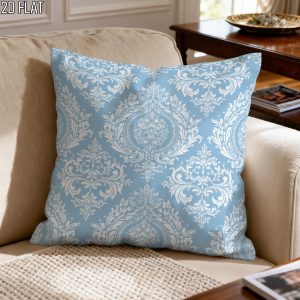 2D Flat 1pc Easter Floral Vintage Throw Pillow Covers Light Blue White Decorative Pillowcases One-Sided Printing for Living Room Bedroom Sofa Bed Decor Without Pillow Inserts