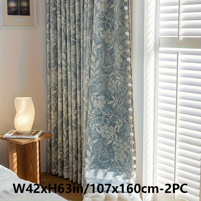 2pcs French Romantic Chenille Jacquard Flowers High Temperature Fixed Blackout Curtains for Living Room Bedroom Door Window Multi Functional Hook Northern Europe Curtain Bedroom Living Room Home Decor Fabric Partition Drapes - Image 6