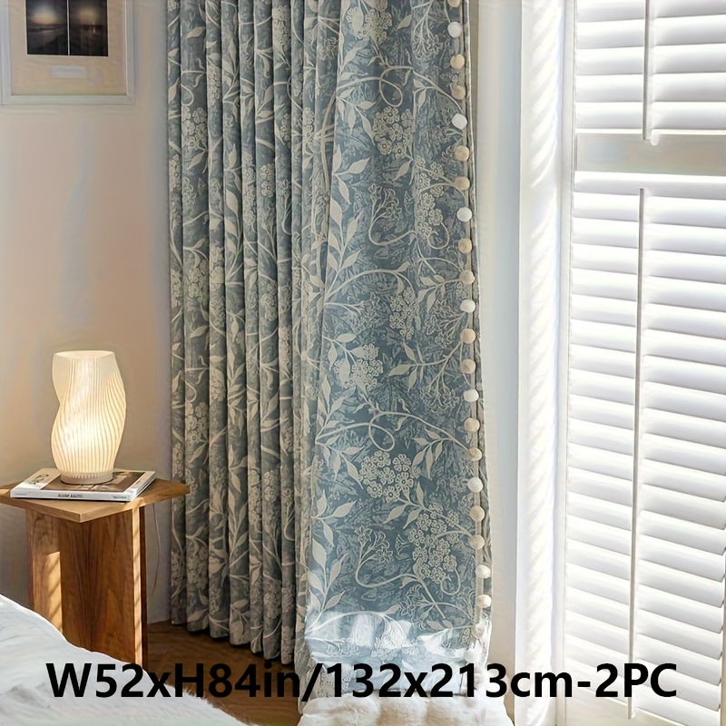 2pcs French Romantic Chenille Jacquard Flowers High Temperature Fixed Blackout Curtains for Living Room Bedroom Door Window Multi Functional Hook Northern Europe Curtain Bedroom Living Room Home Decor Fabric Partition Drapes - Image 8