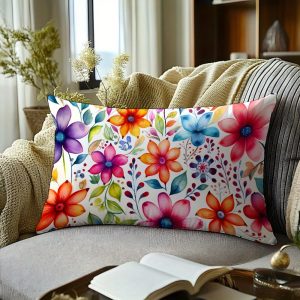 1pc Colorful Floral Pattern Pillowcase to Brighten Your Home, Add Vitality and Warmth to Your Sofa. Pillow Insert Not Included, Decorative Pillowcase, Elegant Pillow Cover, Machine Washable, Soft Fabric Cover, Pillowcase, Gift Buyer, Party Planner