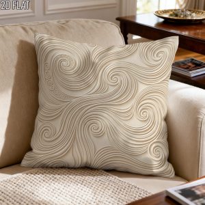 2D Flat 1pc Holiday Swirl Bohemian Throw Pillow Covers Beige Beige Cosy Decorative Pillowcases One Sided Printing for Living Room Bedroom Sofa Bed Decor Without Pillow Inserts, 2D Flat